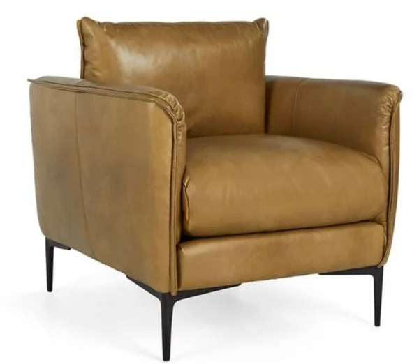 Ansley Modern Leather Chair in Cognac