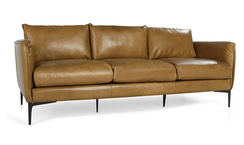 Ansley Modern Leather Sofa in Cognac