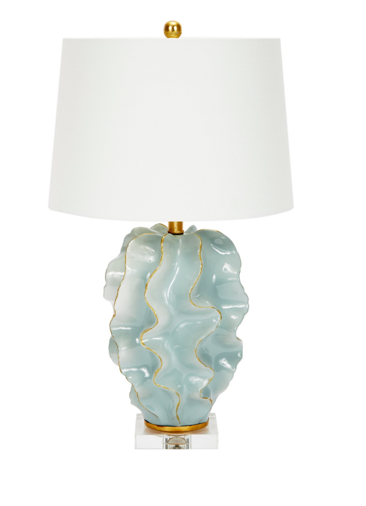 Coastal Ocean Blue and Gold Lamp