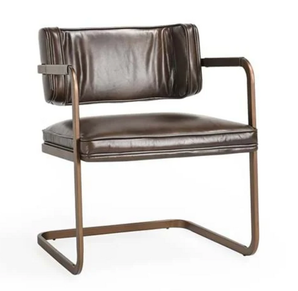 Gio Leather and Brass Sling Dining Chair