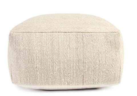 Large Natural Ivory Pouf