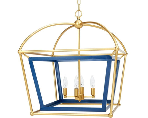 Navy and Gold Lantern Chandelier