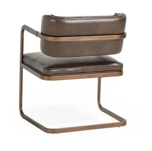 Gio Leather and Brass Sling Dining Chair