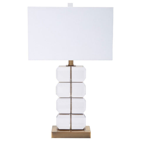 Stacked Crystal and Brass Lamp