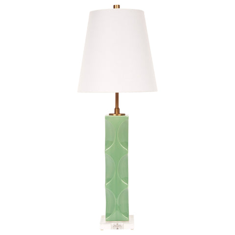 Sleek Green and Brass Table Lamp